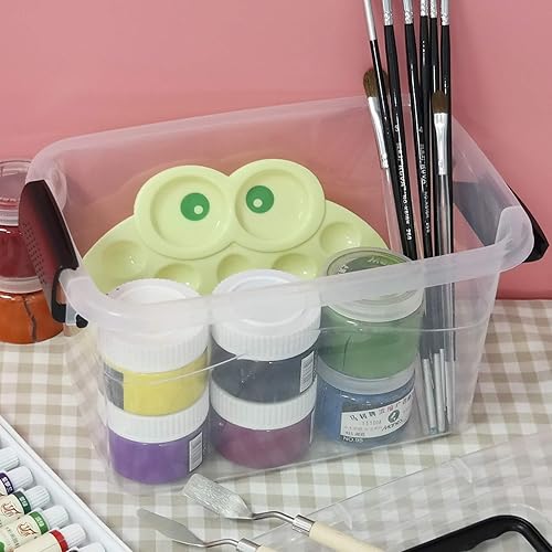 Miniatura 4 de Contenedor de almacenamiento transparente de 5 cuartos de galón, contenedor de caja con pestillo con mango negro, 6 paquetes