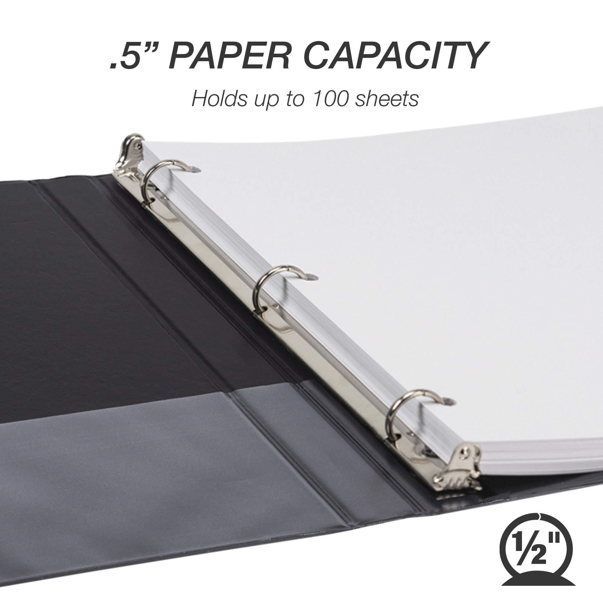 Samsill Durable 1,3 cm Binder schwarz rund Ringordner/anpassbarer Klarsichtordner/Bulk Binder 24 Stück/schwarz 3 Ringbuch/1/2 Zoll Binder