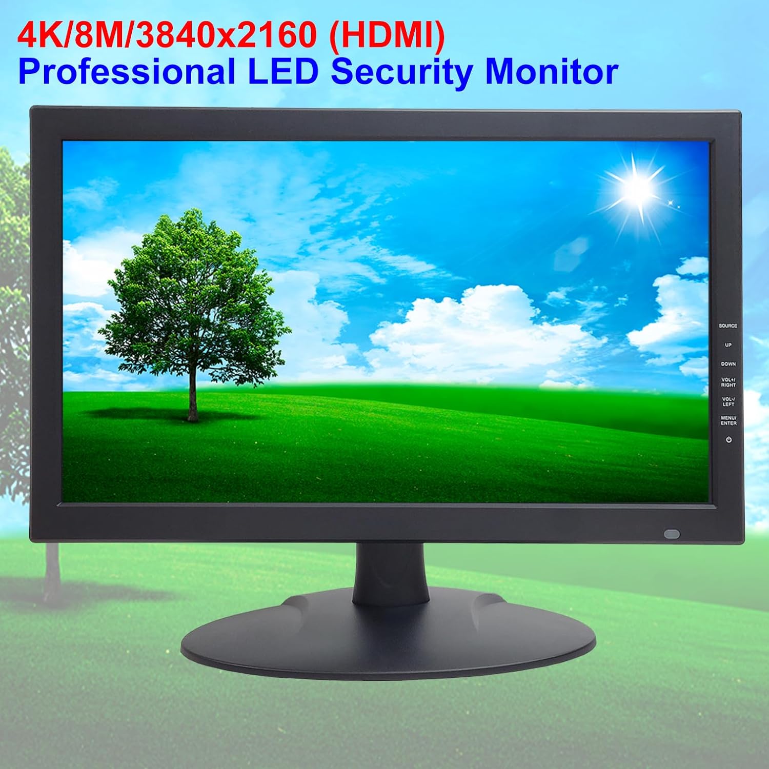 1stPV Precision 18.5" Scaled 4K Security LED Monitor, Super Sampling Anti-Aliasing (SSAA) for Ultra-Smooth, Pixel-Perfect Detail, HDMI Scaled 4K/8MP, BNC In/Out, VGA, Ideal for DVR 24/7 Surveillance