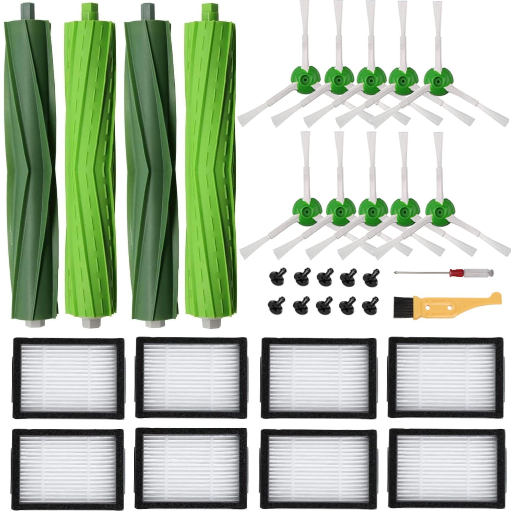 20 Pack Replacement Parts for irobot Roomba i7 i7+ i3 i3+ i4 i4+ i6 i6+ | Also Fit for i1 i1+ i2 i5+ i8 i8+ Plus E5 E6 E7 j5+ j6+ j8+ Vacuums, 2 Set of Roller Brushes, 8 HEPA Filters, 10 Side Brushes