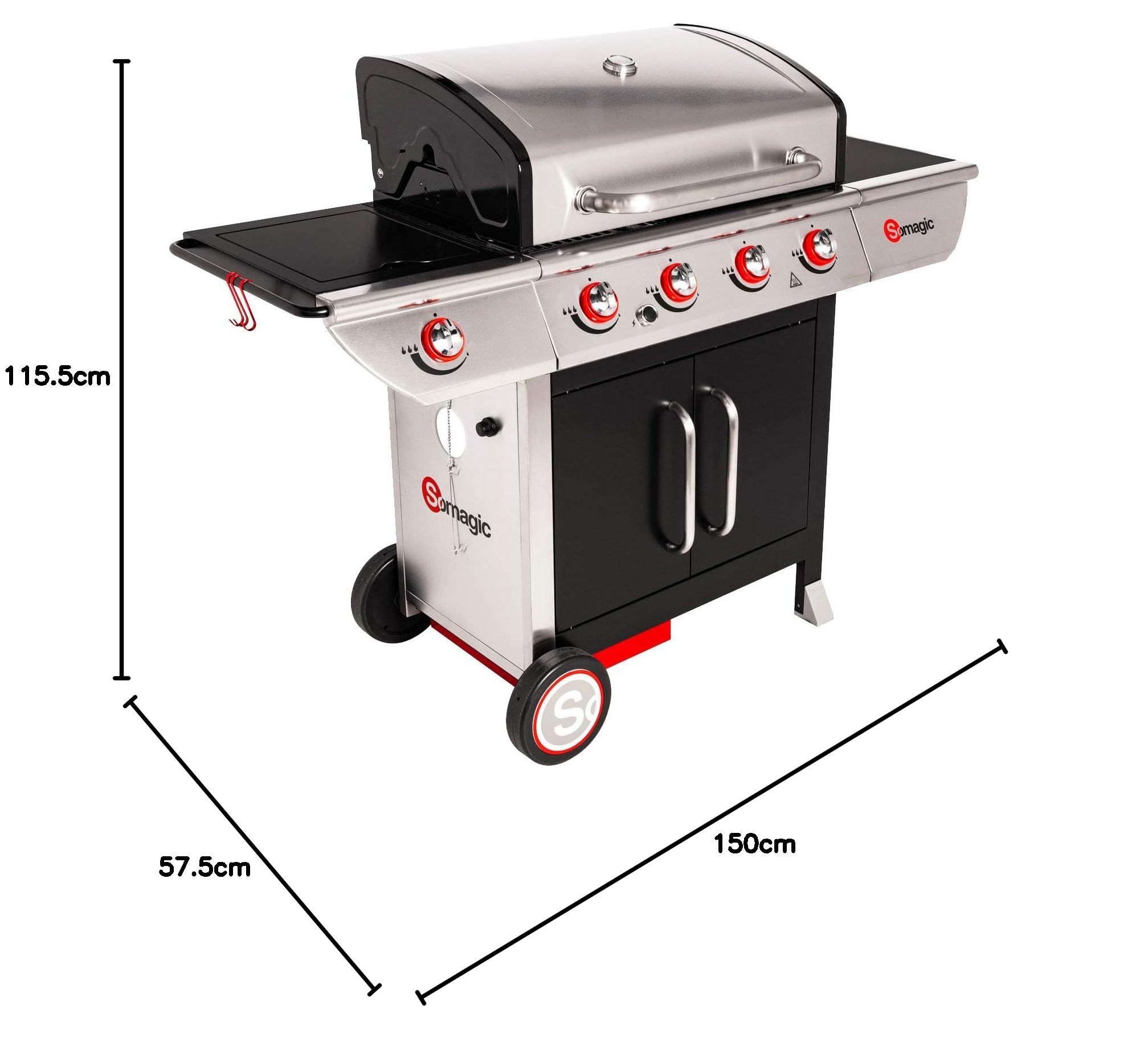 Happy Garden SOMAGIC - Barbecue au gaz Manhattan 450GPI - 4 brûleurs + réchaud 14kW