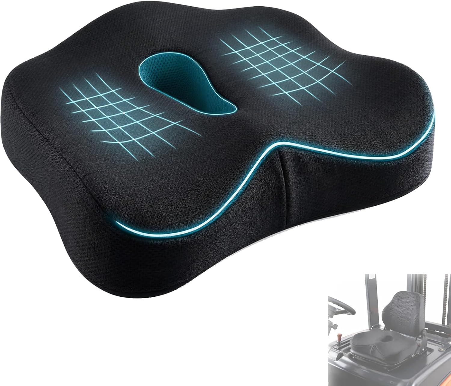 Forklift Seat Cushion, Memory Foam Seat Cushion, Pressure Relief Pad for Long Hours Operate Forklift, Extra-Dense Memory Foam for Soft Support, Ergonomic Accessories for Pain Relief