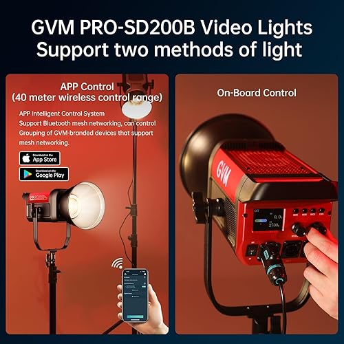Miniatura 2 de GVM - Estudio de luz de video LED con caja de luz, kit de iluminación de fotografía de 200 W con red de malla Bluetooth/control DMX, 45400lux/3.3 ft