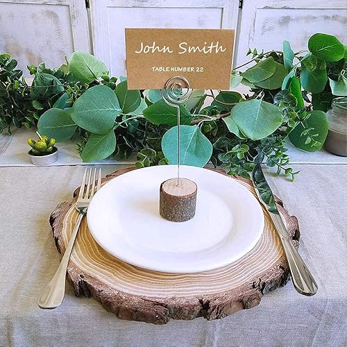 Miniatura 10 de Juego de 20 portatarjetas de mesa de madera rústica con 30 tarjetas, perfecto para decoración de bodas y decoración de fiestas