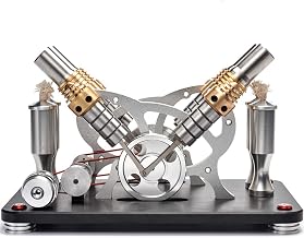 Sunnytech Hot Air Stirling Engine Motor Educational Electricity 4 Cylinders Generator Colorful LED M16-V4-D