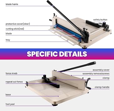 17 Guillotine Paper Cutter Heavy Duty, A3 Paper Trimmer, 500 Sheet Capacity, Solid Steel Industrial Paper Cutter, for Cardstock,Cardboard,Vinyl,Crafts & Photos (A3)