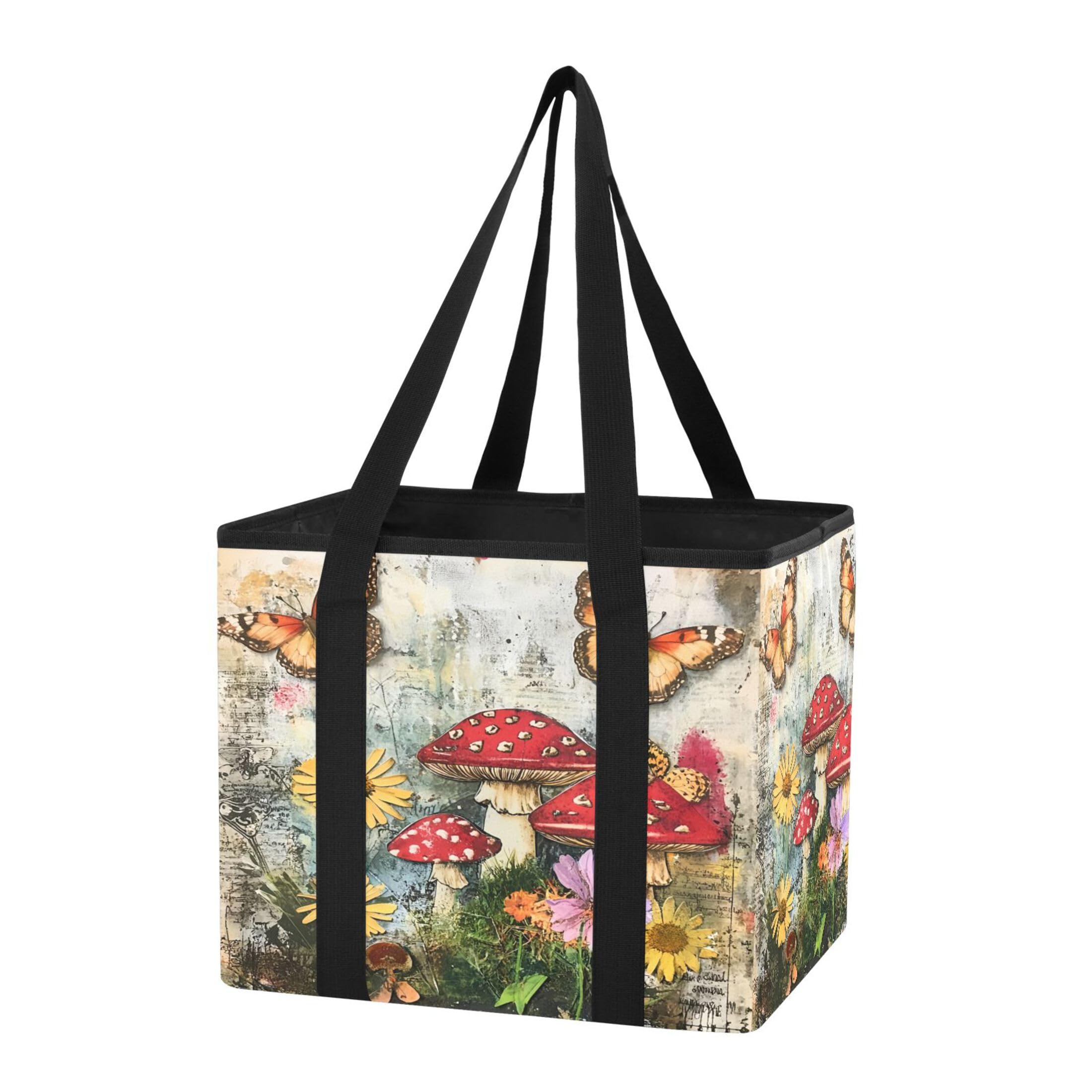 Kutsu Car Trunk Organizer Mushroom Flower Field Collapsible Storage Organizers Oxford Car Storage Bin with Reinforced Handles, Non-slip Universal Fit SUV Truck Van, 1 Pack