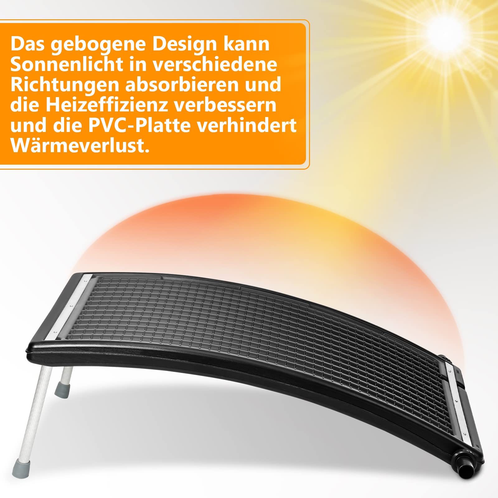 Randaco Panel solar para calefacción de piscina, color negro, 110 x 69 x 14 cm, conexión Ø 38 mm, calefacción solar para piscina, sistema solar para agua caliente, ducha de jardín, piscina