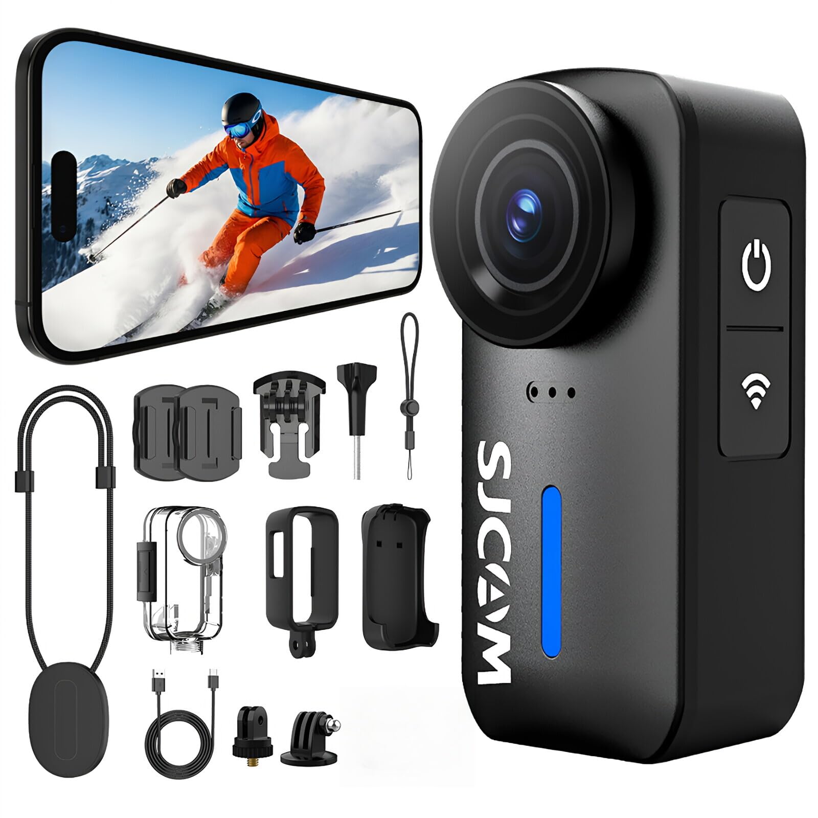 SJCAM C110 4K Bodycam ohne SD,200 Min Laufzeit,EIS,Wasserdicht | Action Cam,POV-Kamera Ideal für Vlogging,Reisen,Wandern,motorrad und Sport,Nur mit 5-GHz-WLAN kompatibel