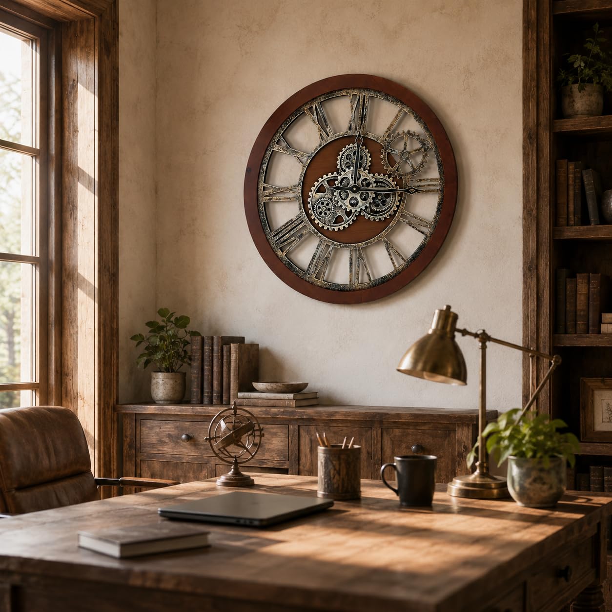 Amazon.com: The B-Style Large Wall Clock 24 inch Moving Gear Wall