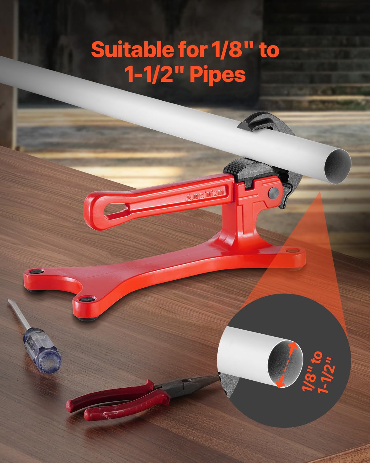 VEVOR Portable Pipe Vise, Lightweight Aluminum Pipe Vise with 1/8