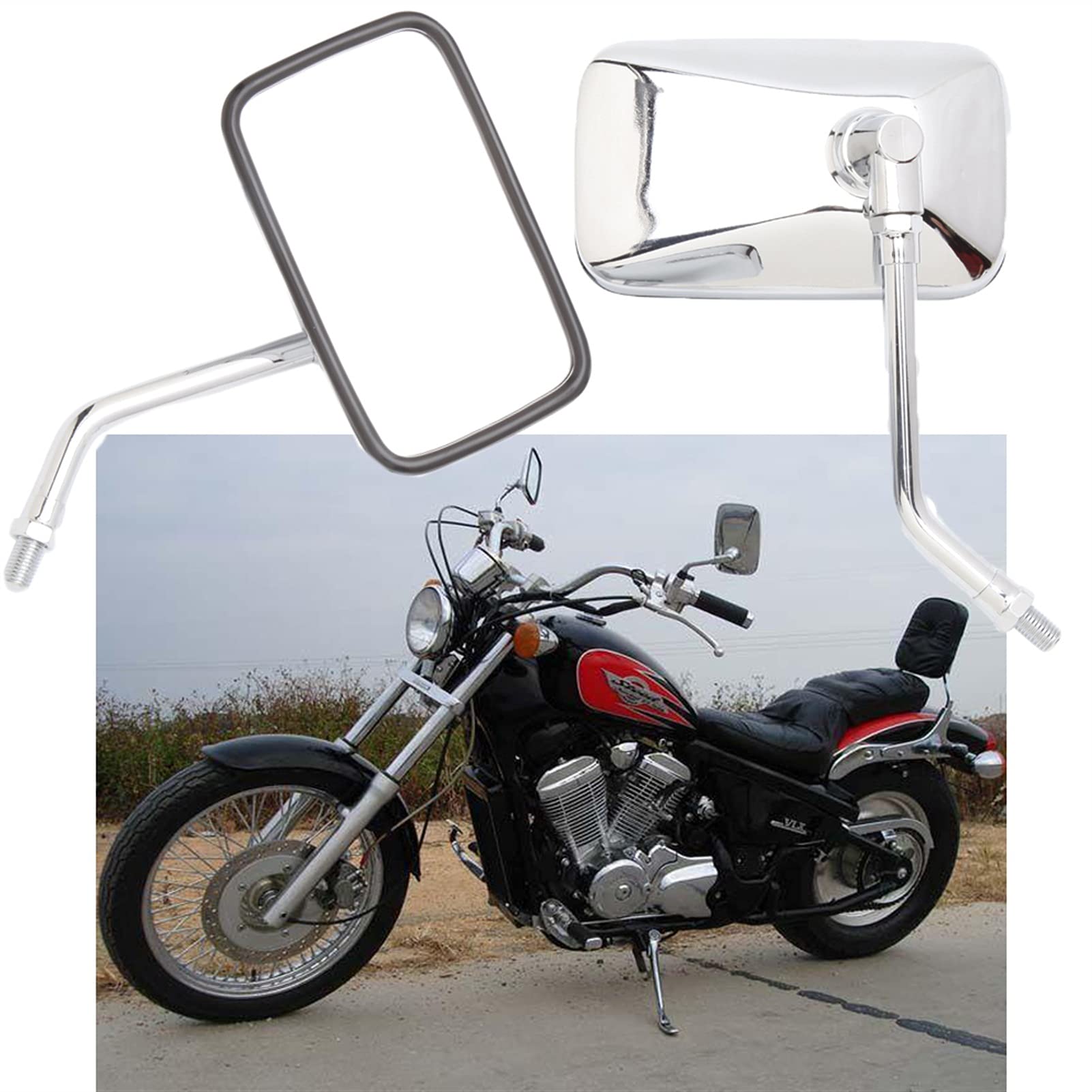 Honda Shadow 1100 Parts For Honda Shadow Spirit 750 1100 VTX1300 VTX1800 Chrome Motorcycle Mirrors M10 E Honda Motorcycle Mirrors - Foto 5
