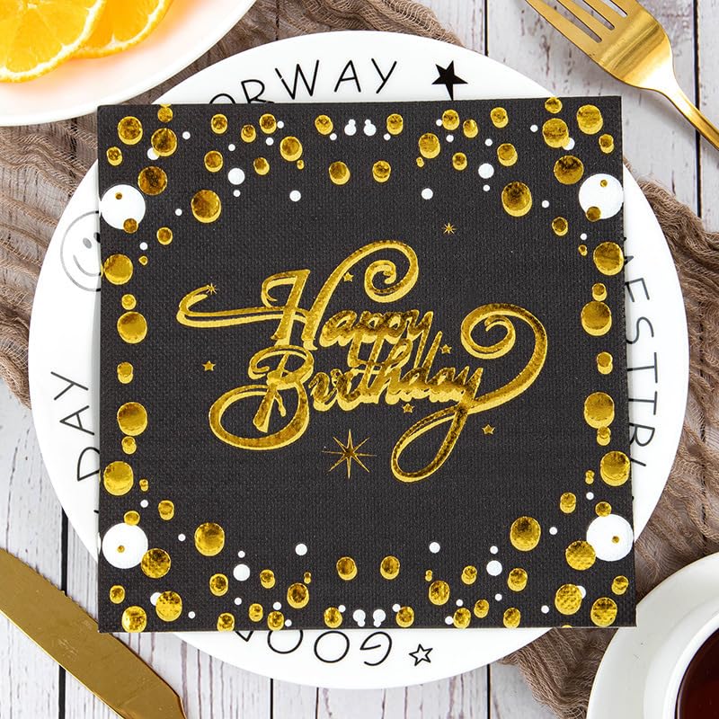 Servilletas Papel Blanca Dorado Negro Desechables Servilletas Decoupage Cocktail Cumpleaños 2 Capas Toilet Papel Higienico Decoración de Mesa para Bodas,Fiesta en el Jardín 30 Paquetes(33x33cm）