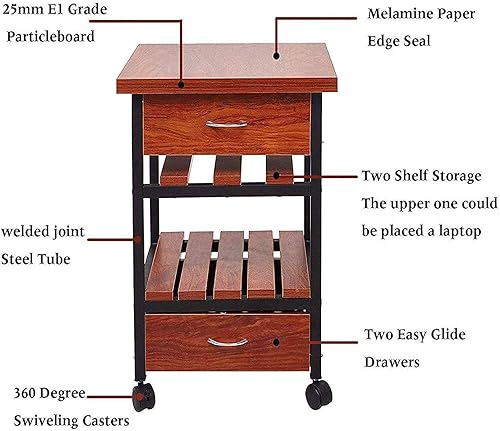 Miniatura 6 de Karmas producto al lado mesa auxiliar mesita de noche con 2cajones, Rolling recámara sala de estar mesa de centro con estante de almacenamiento