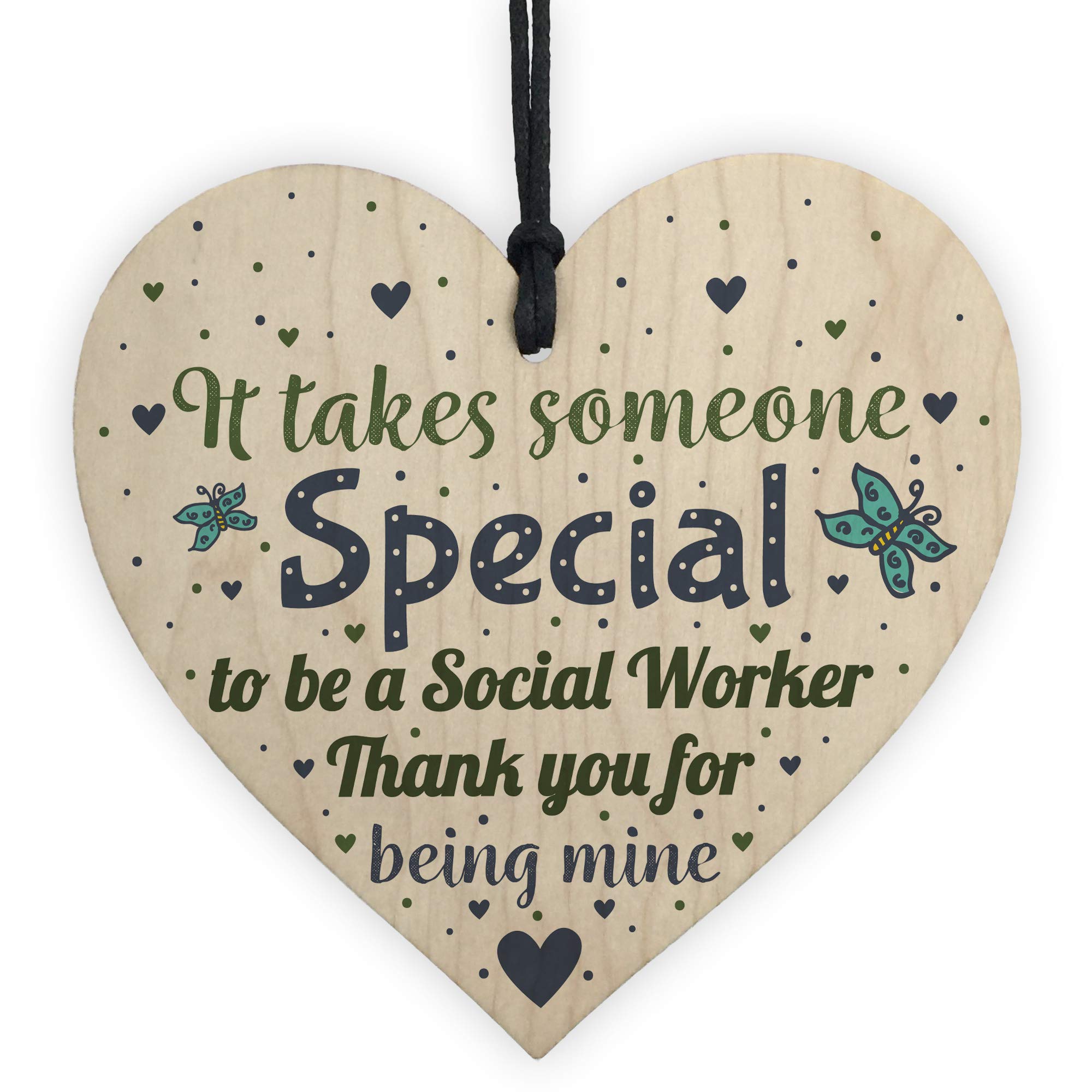 Red Ocean Social Worker Gift Card Thank You Gifts Wooden Heart Novelty Birthday Christmas Keepsake