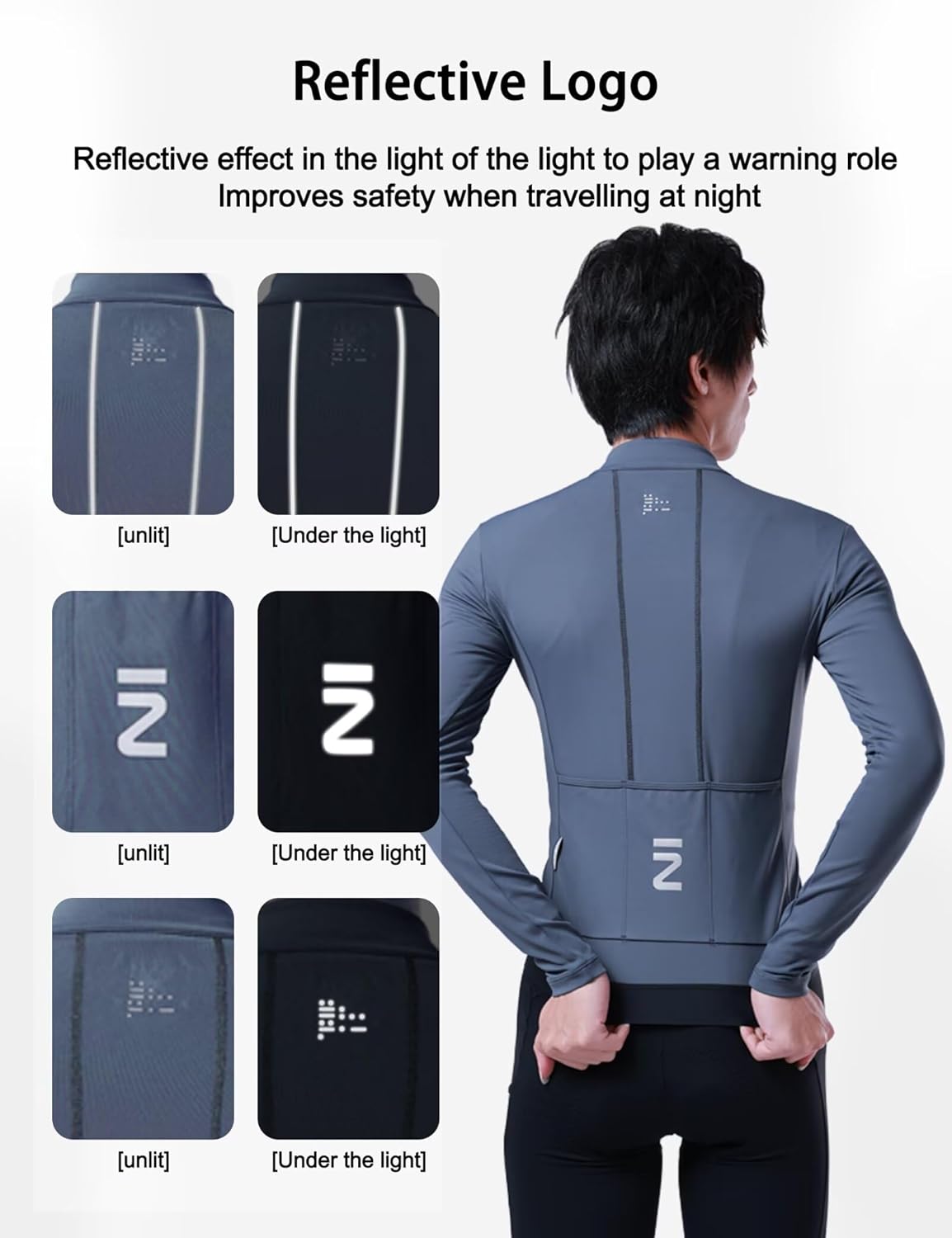 INBIKE Fleece Lined Cycling Jersey for Men Women, Winter Thermal Long Sleeve Bike Jacket with 3 Pockets, Quick Dry - Image 2