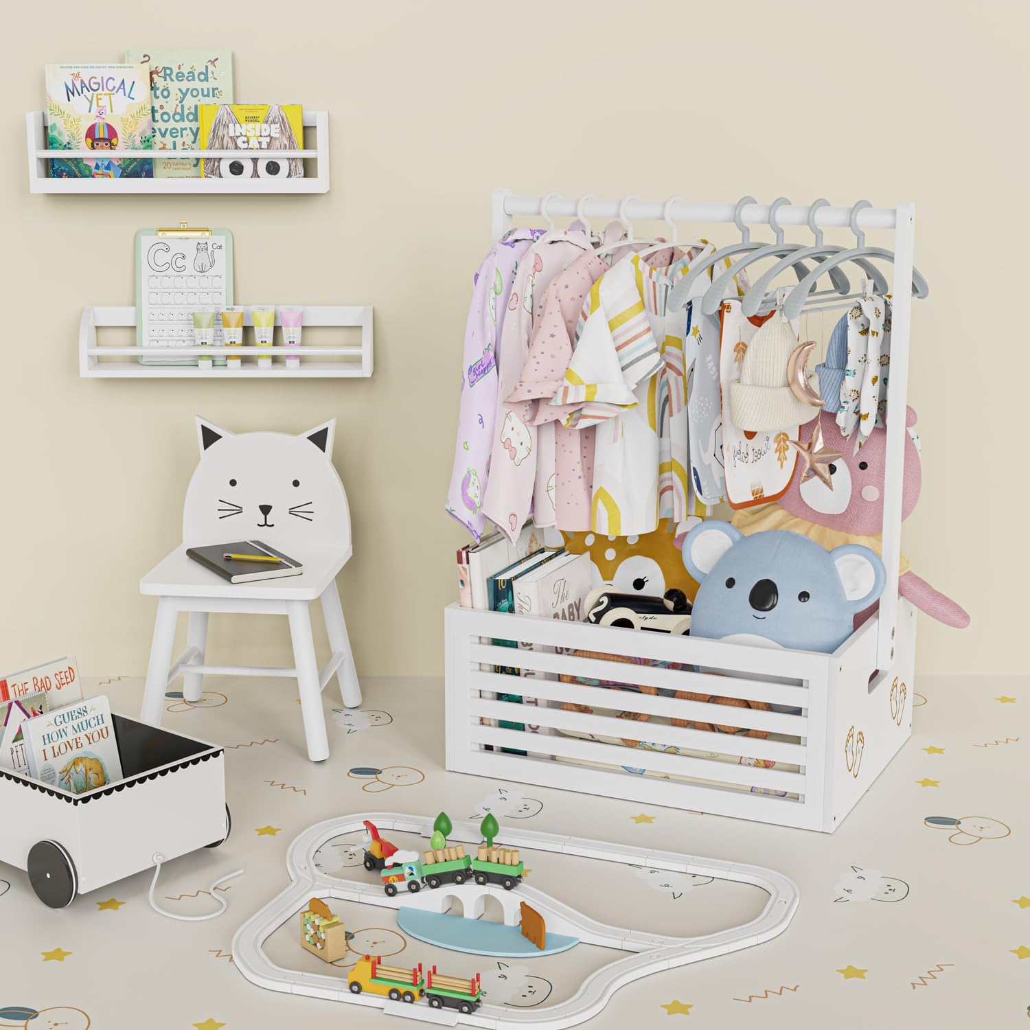 BAMBOOHOMIE Armadio per baby shower, cestino per feste con manico, cestino in bambù, cestino regalo di benvenuto per neonati, ragazzi e ragazze, regalo di gravidanza per neo genitori (bianco)