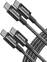 Anker USB C to USB C 60W Fast Charging Cable 6ft 2-Pack Nylon Braided for iPhone 15/16/17, iPad Mini 6, Samsung Galaxy S23, MacBook