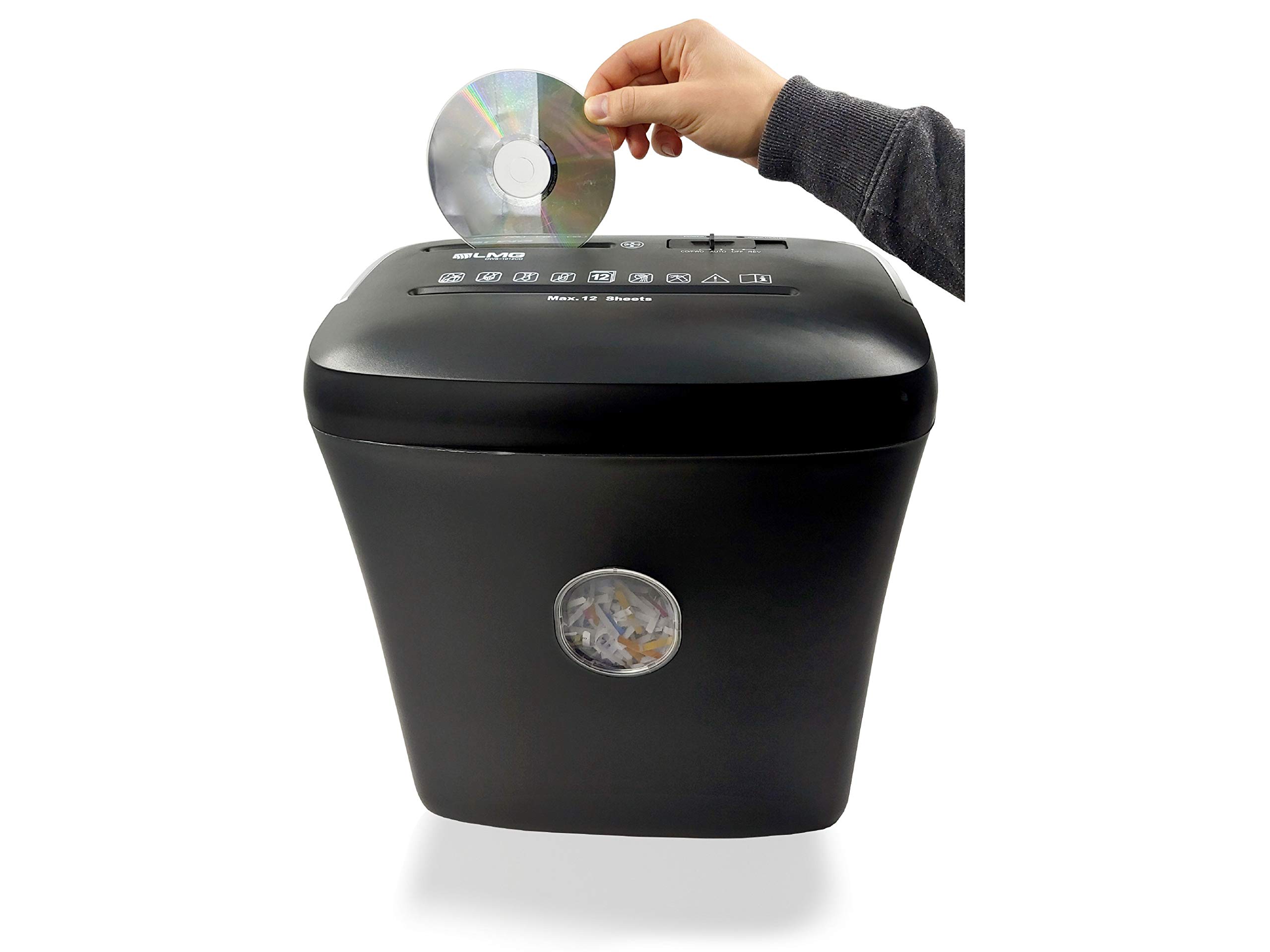 Aktenvernichter Kreuzschnitt - 12 Blatt mit riesen 21L Behälter - Sehr schneller Premium Hochsicherheits Schredder für vertrauliche Dokumente, mit Haltegriff - Automatischer Einzug mit CD-Fach- DSGVO