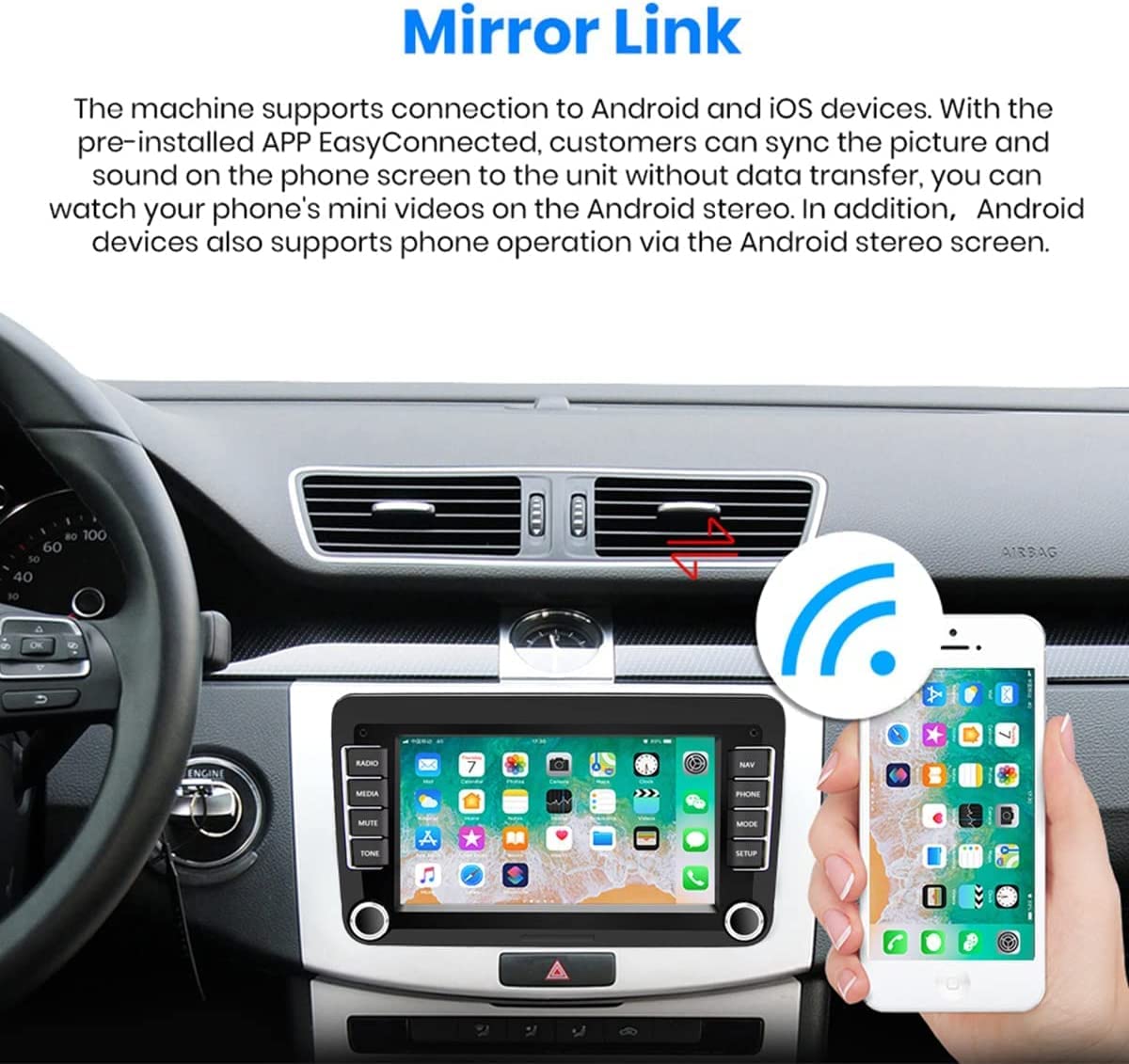 Reproductor Multimedia de Radio estéreo para Coche con navegación GPS Android 2 DIN para Bora Golf In/V Polo Volkswagen Passat Bsh Bsh Touran