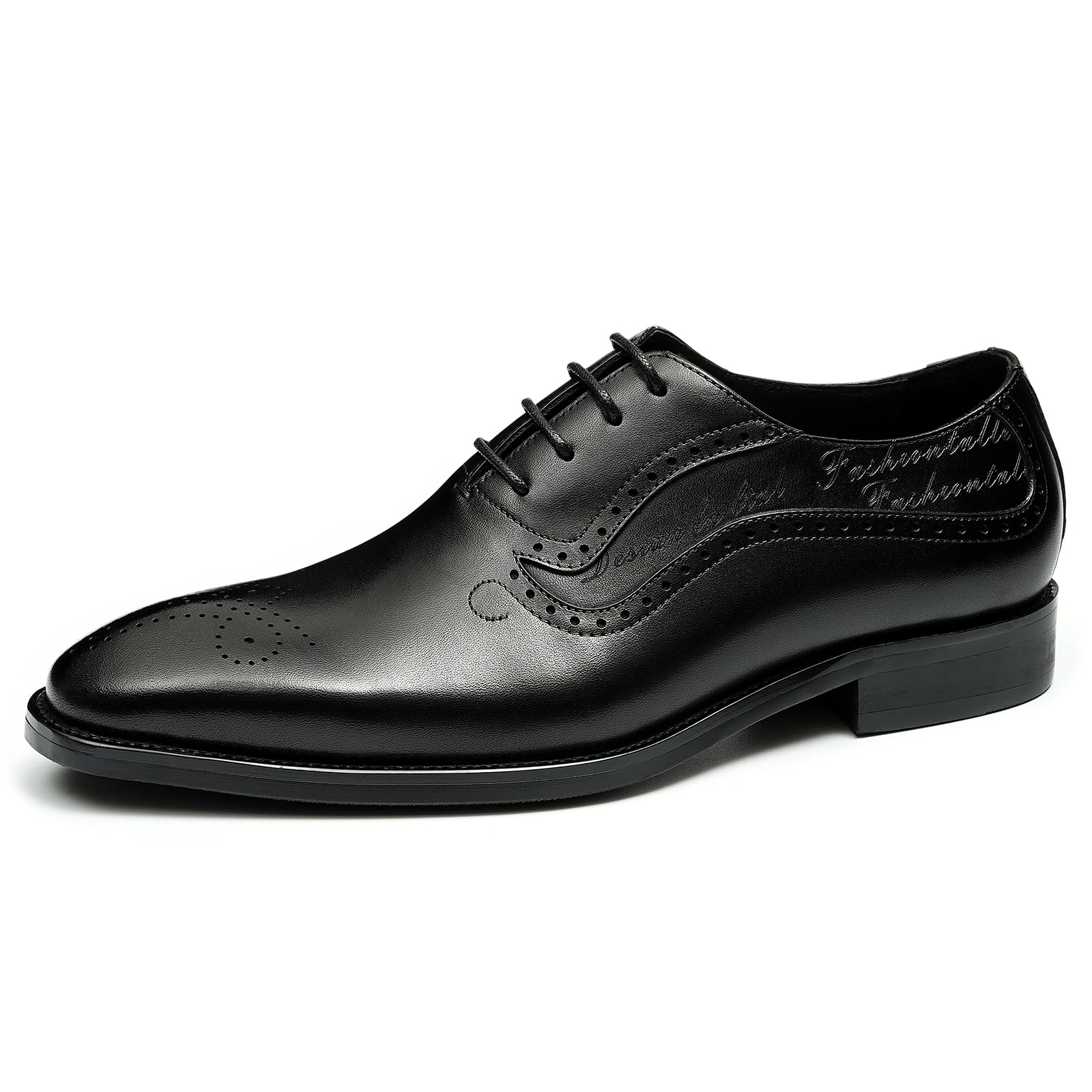 Brogues Oxford Formales Negocios para Hombres Zapatos Vestido en Cuero Genuino Zapatos de Vestir Bajos con Cordones