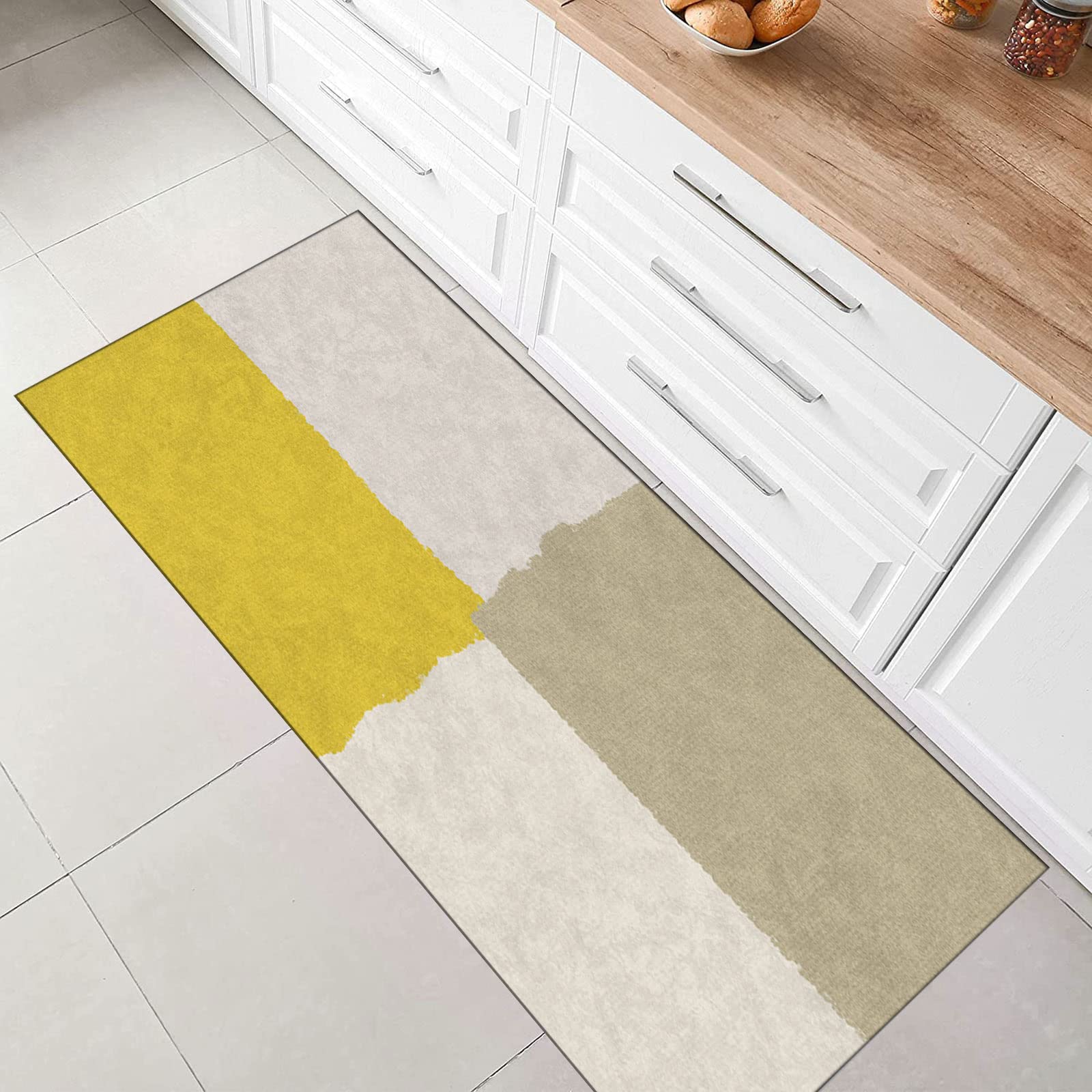 Läufer Teppich Flur Küche rutschfest Modern Abstrakt Marokkanisches Design Waschbarer Teppich für Wohnzimmer Vielseitige Wohnkultur