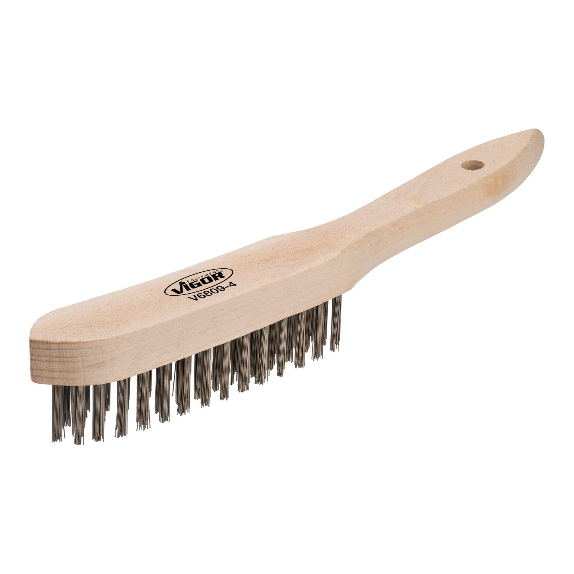 Vigor V6809-4 - Cepillo de alambre de acero, color madera