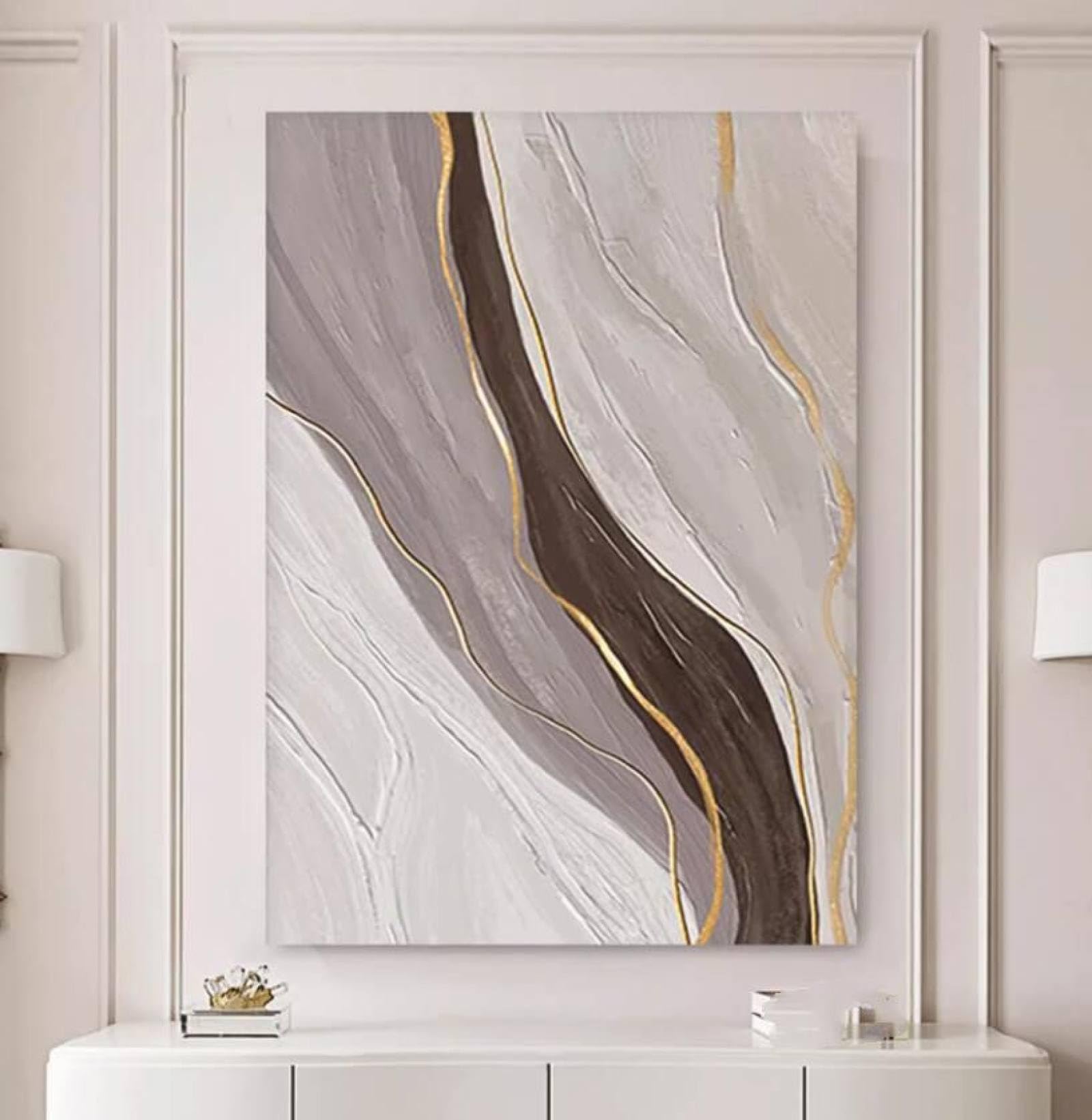 Toile lignes abstraites fait main pour une atmosphère artistique unique