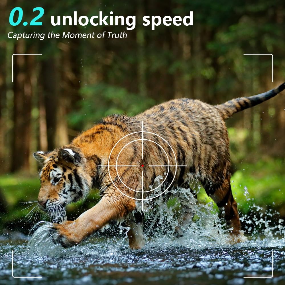 Wildkamera, 5K 60MP Wildtierkamera, 98FT 130 Weitwinkel Jagdkamera, 0,05s Auslösezeit Nachtsicht Bewegungssensor, IP66 Wasserdicht, kein Glühen Infrarot-LEDs Überwachungskamera mit 32GB Speicherkarte
