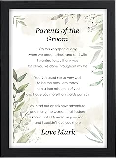 Beecreative Parents Of The Groom Gifts, Mum and Dad On My Wedding Day, Mother Of The Groom, Father Of The Groom, Gifts From Groom, A5 A4 Print