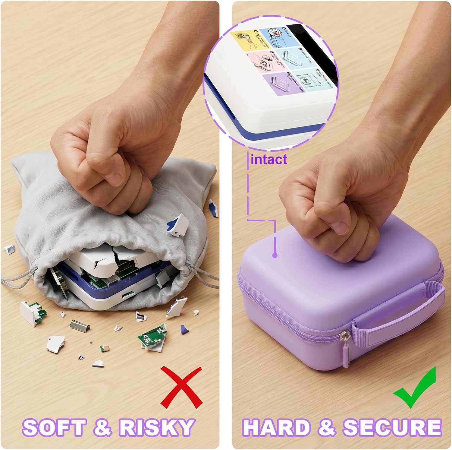 ANKHOH Carrying Case for Nelko PP01/PP03 Portable Photo Printer, Travel Storage Organizer Bag with Custom Fit for Printer, Sticky Paper, Cable - Durable EVA Hard Shell Case (Box Only)