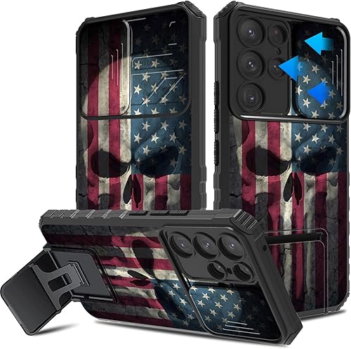 CAPAUNVDA for Samsung Galaxy S24 Ultra 5G Case with Slide Camera Cover and Built