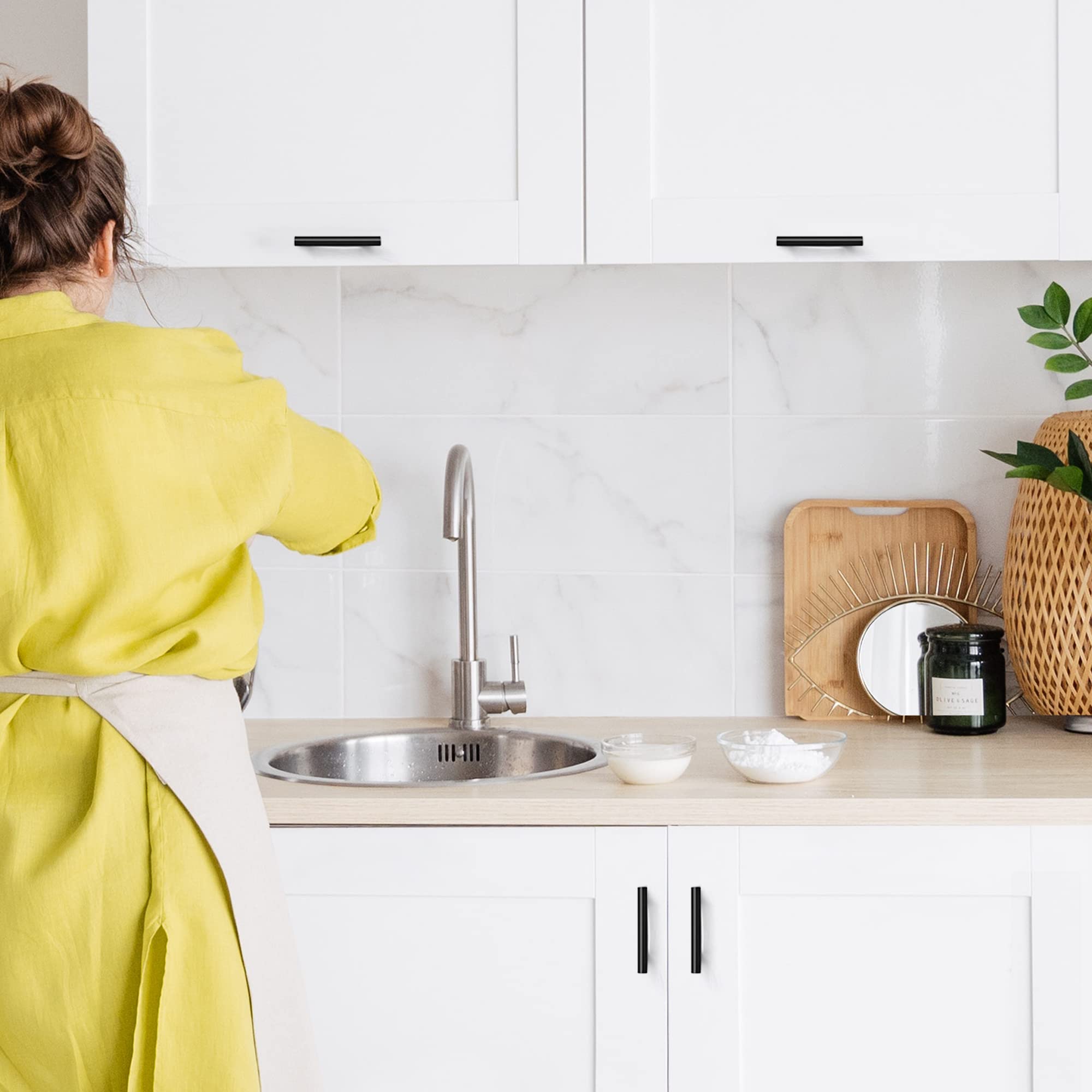 Ravinte Black Cabinet Handles 20 Pack 3-1/2 Inch Cabinet Pulls Matte Black Kitchen Cabinet Handles Modern Drawer Pulls Black Hardware for Kitchen Cabinet