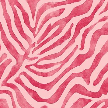 Peel and Stick Wallpaper Pink Zebra Print Bold Stripes Watercolor Texture Wall Mural 23.6"x118.1" Self Adhesive Removable Contact Paper Renter Friendly Wallpaper for Kitchen Bedroom