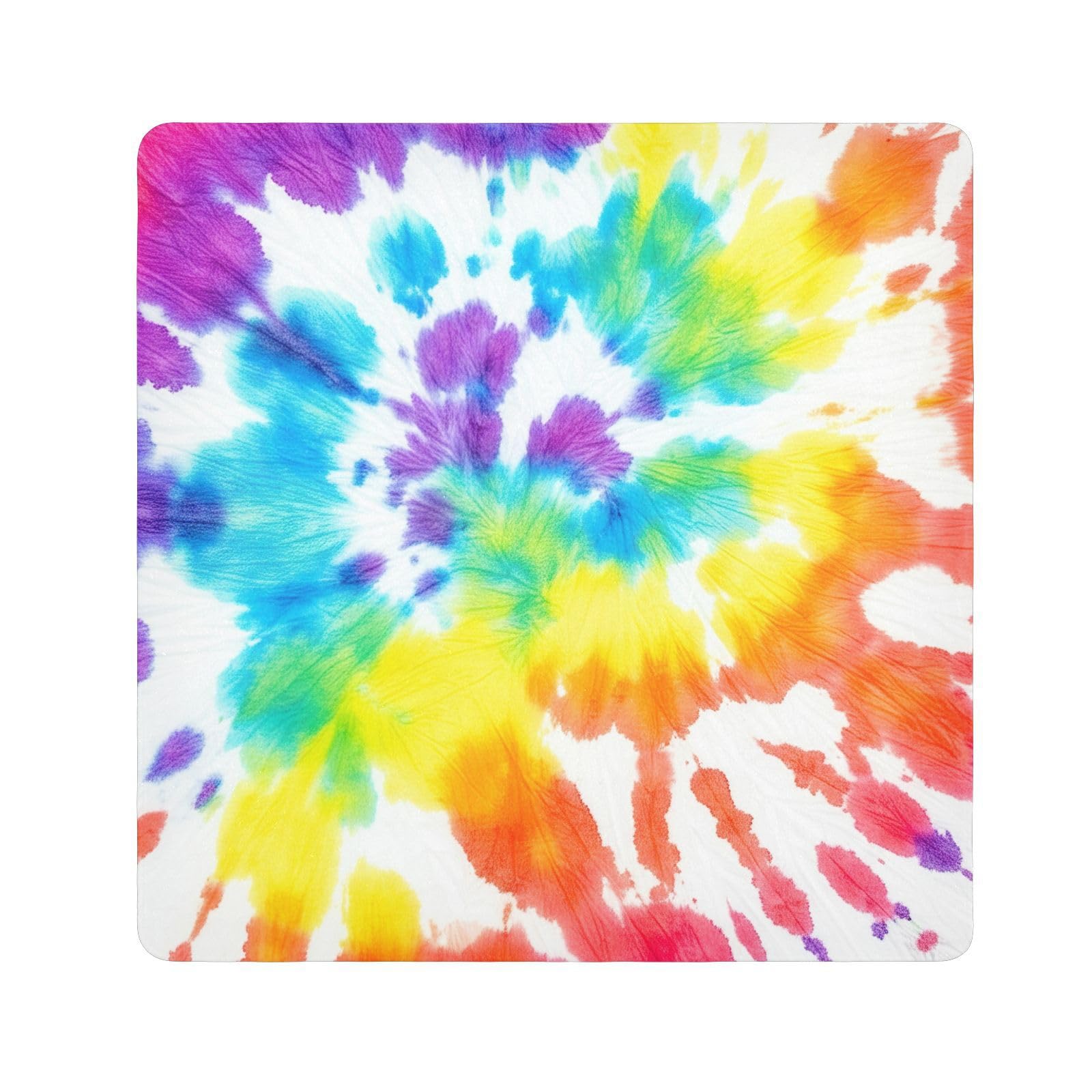 Tie Dye Rainbow Self-Adhesive Cloths 13.8X13.8 Inch Cosmetic Bag Magic Cloth Magic Self-Adhesive Cloths for Camera, Lens, Laptop