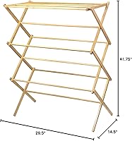 Vista 7 de Home-It rejilla de bambú para secar la ropa de 14 1/2 x 29 1/2 x 41 3/4 pulgadas