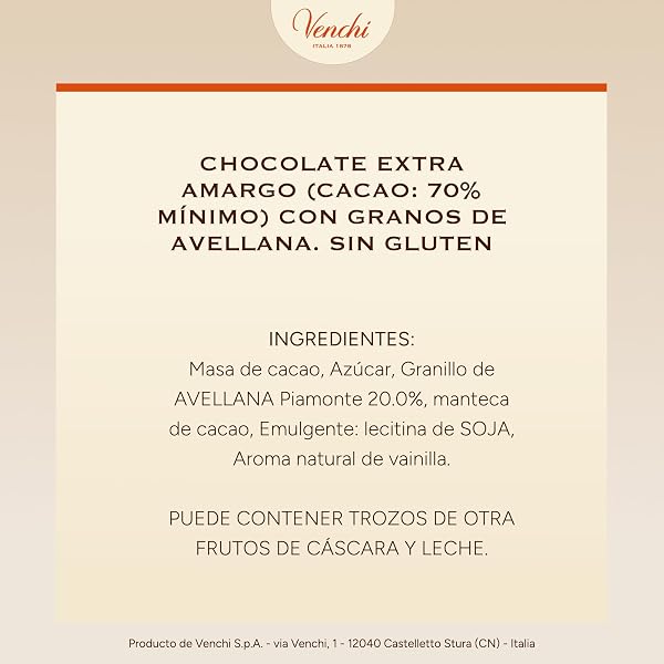 Venchi - Huevo de Chocolate Mignon con Avellanas Extra Negro 70%, 70 Gr, con Granillo Grueso de "Avellana Piamonte", Sin Gluten, Colección de Pascua Venchi, Idea de Regalo - 2