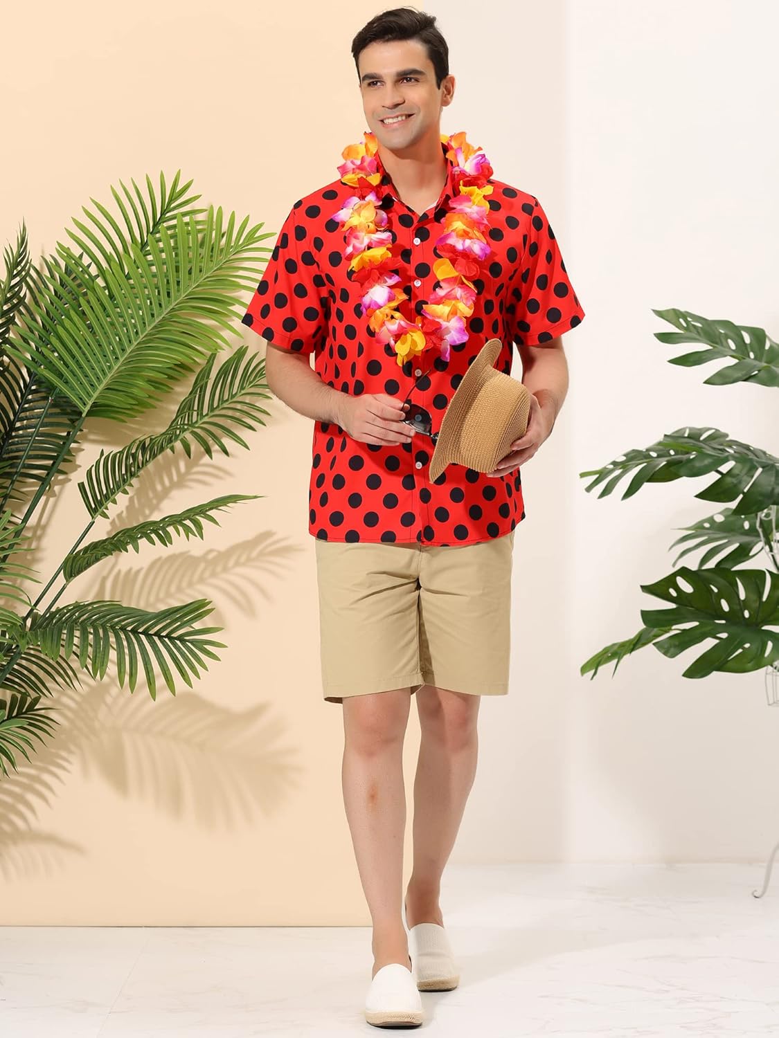 Lars Amadeus Men's Summer Polka Dots Shirt Button Down Short Sleeves Pattern Hawaiian Shirts - Image 3