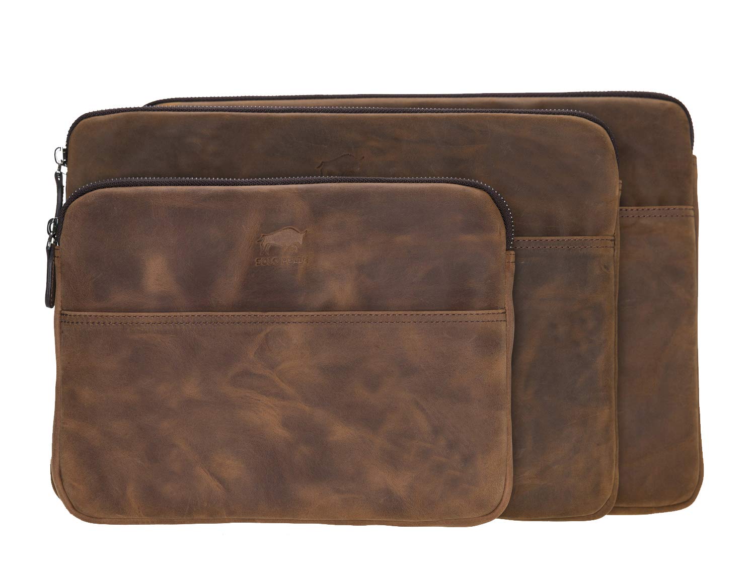 Solo Pelle Ledertasche für das Apple iPad Pro 10,2 I 10,5 & 11 Zoll und auch 9,7 Zoll Lederhülle Case Hülle aus echtem Leder in Vintage Braun