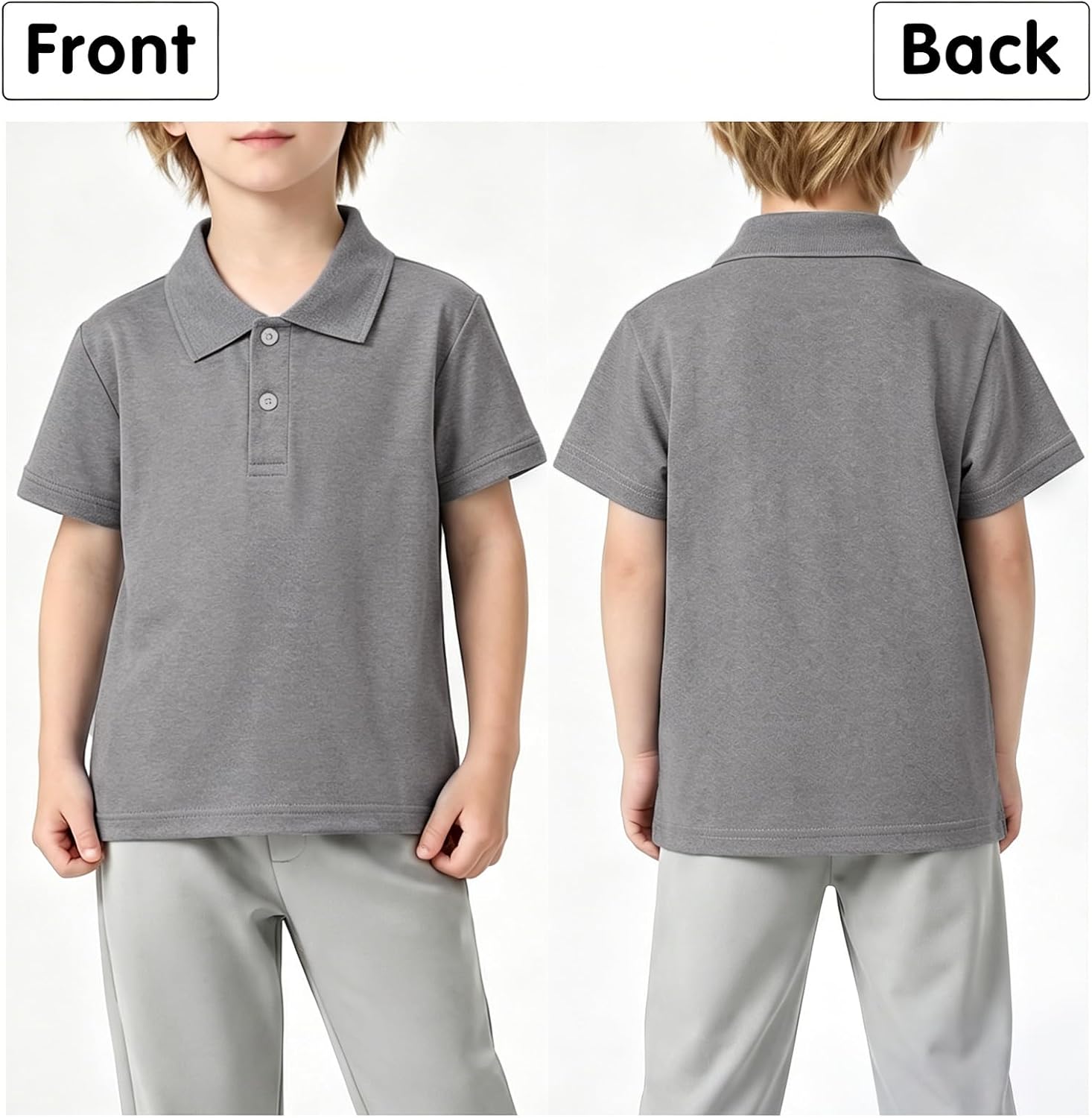 Boys Polo Shirt Short Sleeve Pique Polo School Uniform Shirts Kids Collared Golf Shirt for Boys (5-14Y)