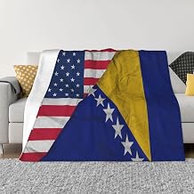 Plicated America Bosnia and Herzegovina Flag Flannel Blanket Soft Warm 40"X30" Throw Blankets All Season Lightweight Sofa Couch Bed Living Room