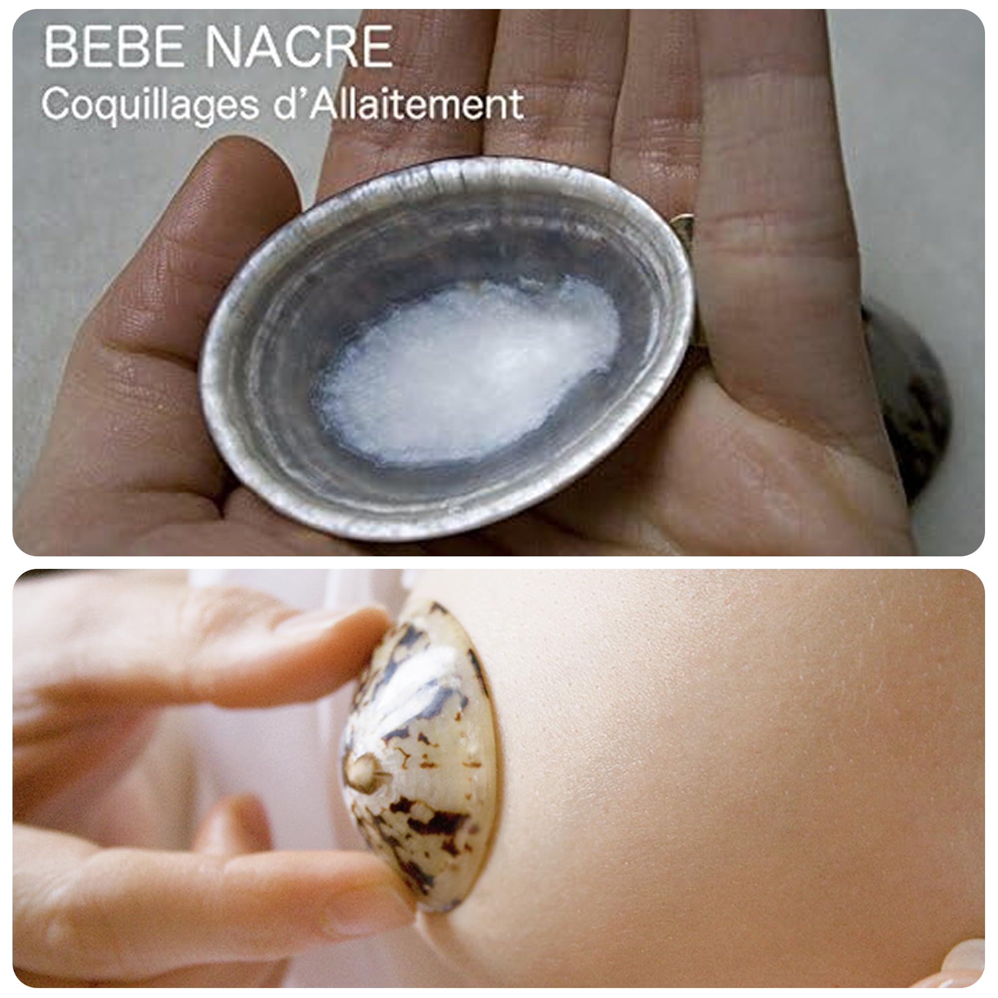 Bébé Nacre Coquillages Allaitement 100% Naturels, Atelier Français Artisanal, Protection Cicatrisation mamelons, Apaise Soulage les crevasses, Coupelles Écologique et Réutilisable, Nacre, (Medium)