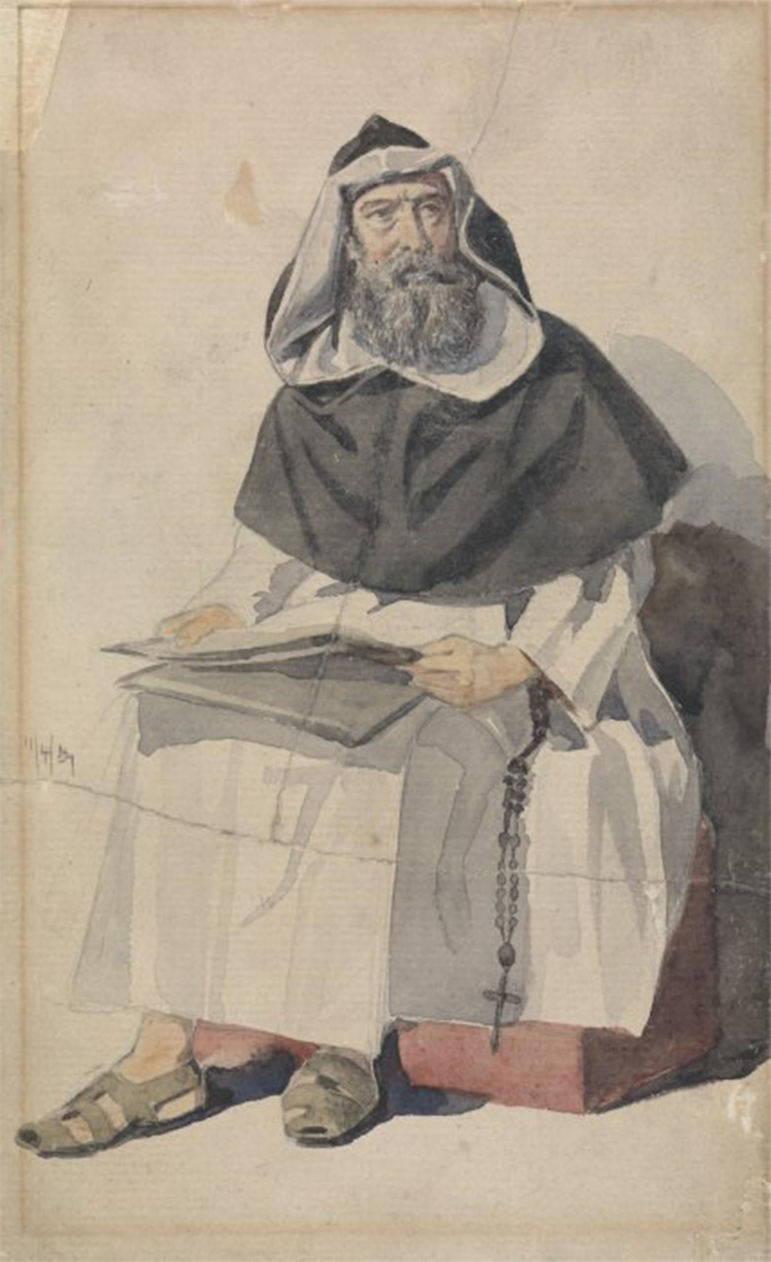 POSTERIIk Vintage Art Print Images Pictures Print Portrait of a Monk by Richard Dadd Modern Colour Posters for Office Home Decor 60x90cm