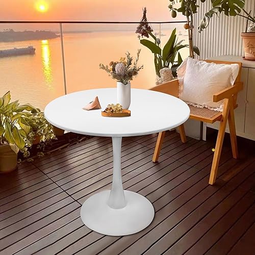 Miniatura 5 de Mesa de comedor redonda blanca de 31.5 pulgadas, mesa de centro de estilo moderno, mesa pequeña para 2 a 4 personas, mesa de cocina redonda con