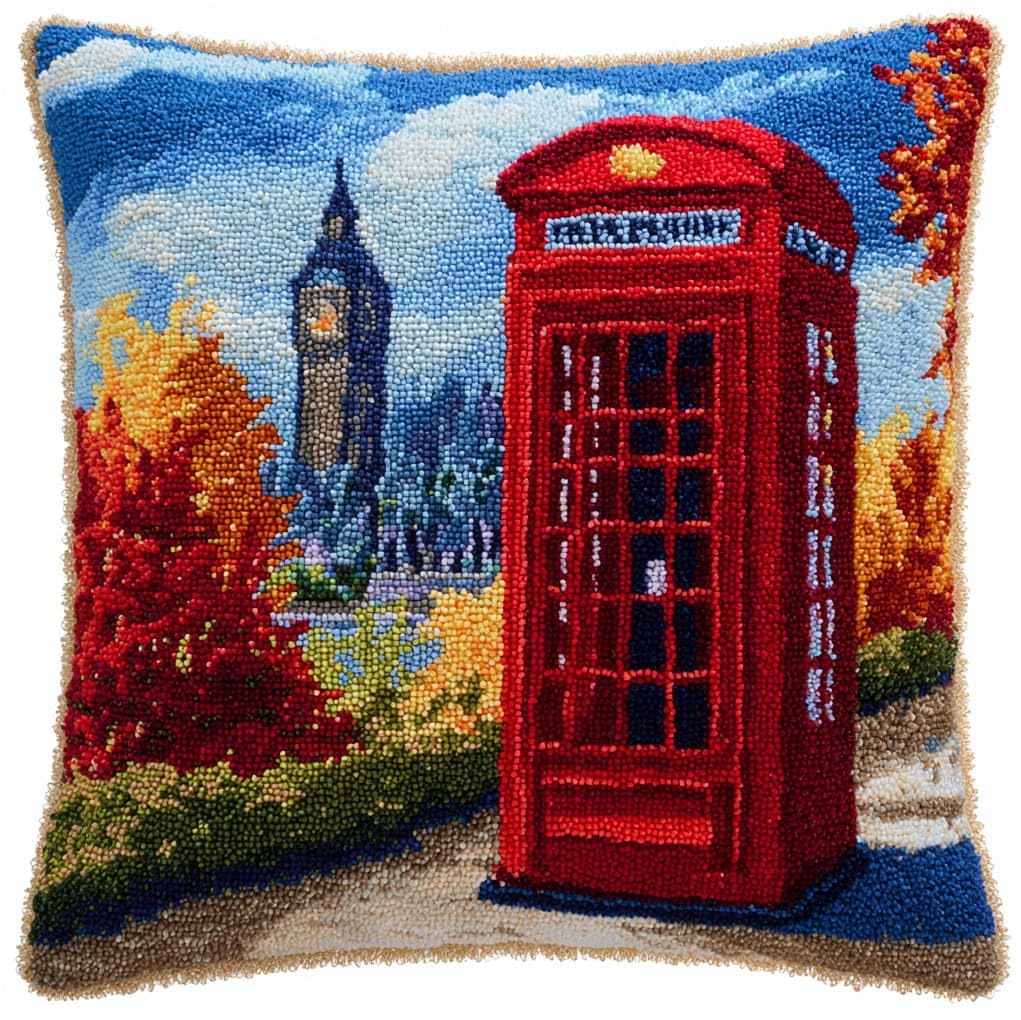 Wallustrioaw Retro Telephone Booth Latch Hook Kit Cushion,