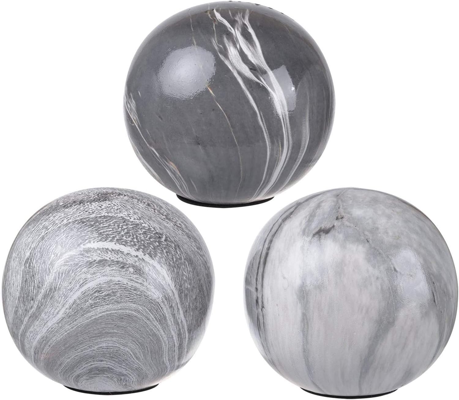 A&B Home Tan Marble Balls Set of 3 - Home Decor Beige Marble Orbs, Decorative Orbs for Tabletop Decor, Flat Base for Non - Rolling Decor Sphere, 3 Piece Set for Centerpiece Bowl, 4" x 4" x 4"