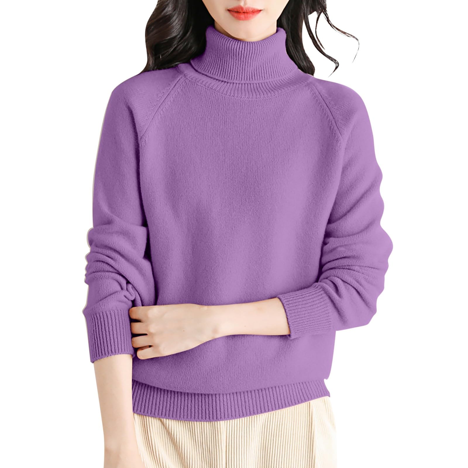 Cashmere Turtleneck Sweaters for Women 2025 - Oversized Winter Long Sleeve Soft Dressy Casual Comfy Pullover Tops