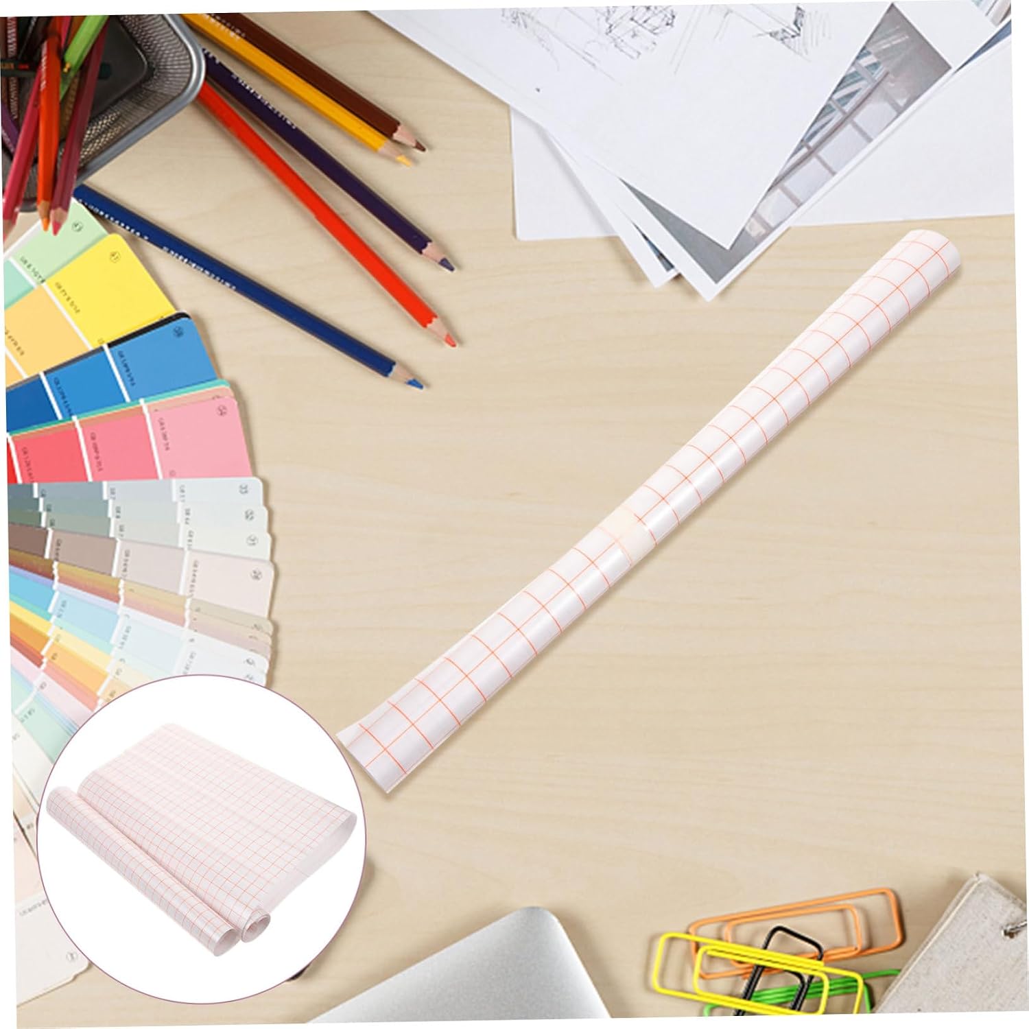 1 Roll Self Adhesive Transfer Tape of Positioning Film with Alignment Grid for Easy Vinyl Decals for Projects No Residue Durable Strong Neutral