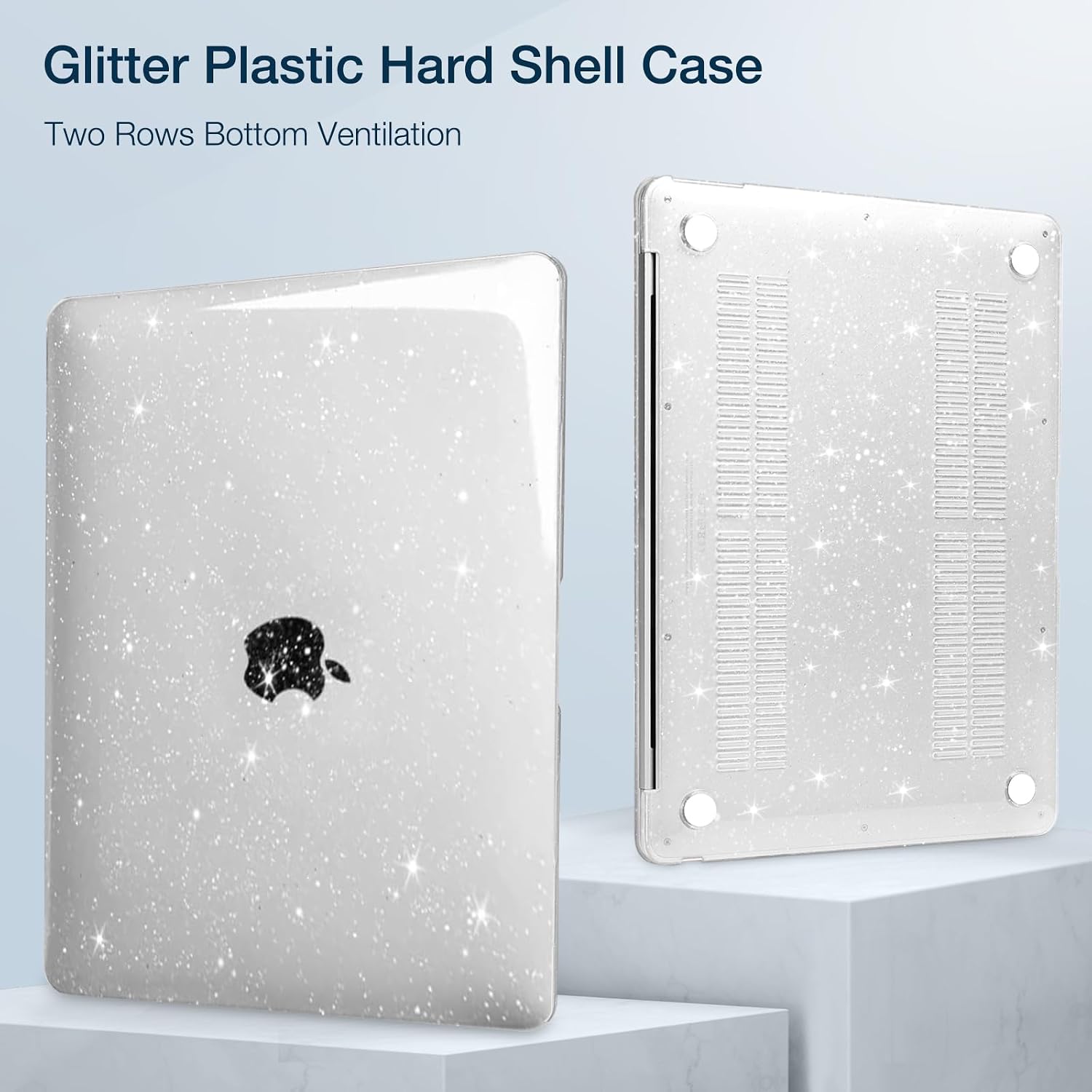 MOSISO Compatible with MacBook Pro 13 inch Case M2 2026, 2025, 2024-2016 A2338 M1 A2251 A2289 A2159 A1989 A1708 A1706, Glitter Sparkly Plastic Hard Shell&Keyboard Cover&Screen Protector, Transparent