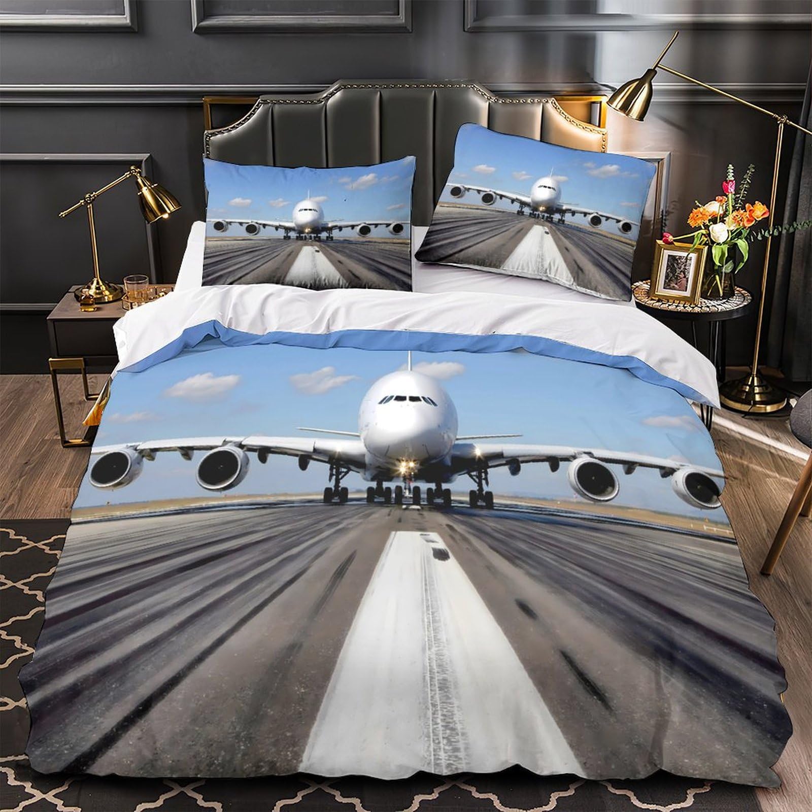 Parure de lit avion impression 3D microfibre de qualité supérieure 140x200